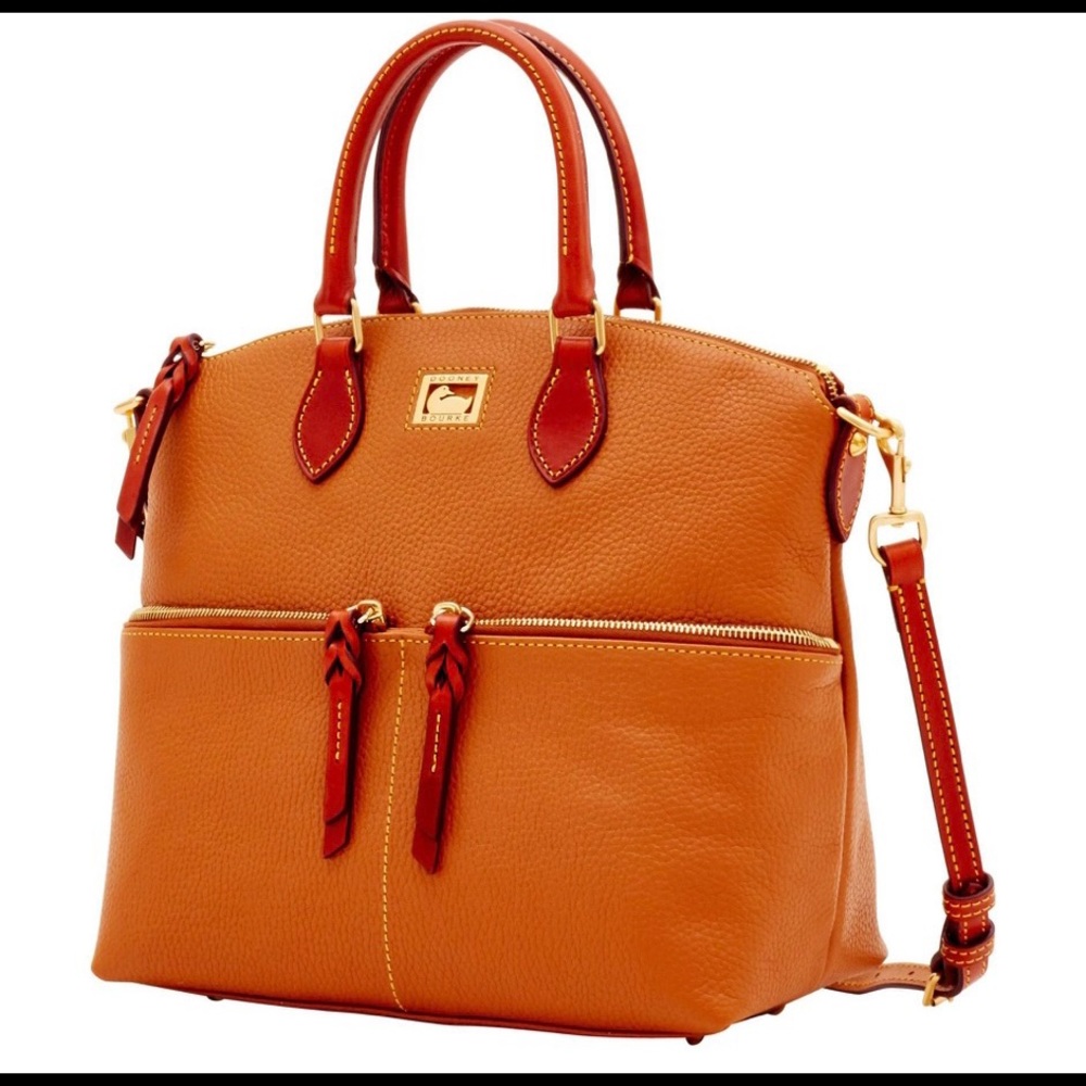 Dooney & Bourke Dillon Double Pocket Satchel. Pebble Leather